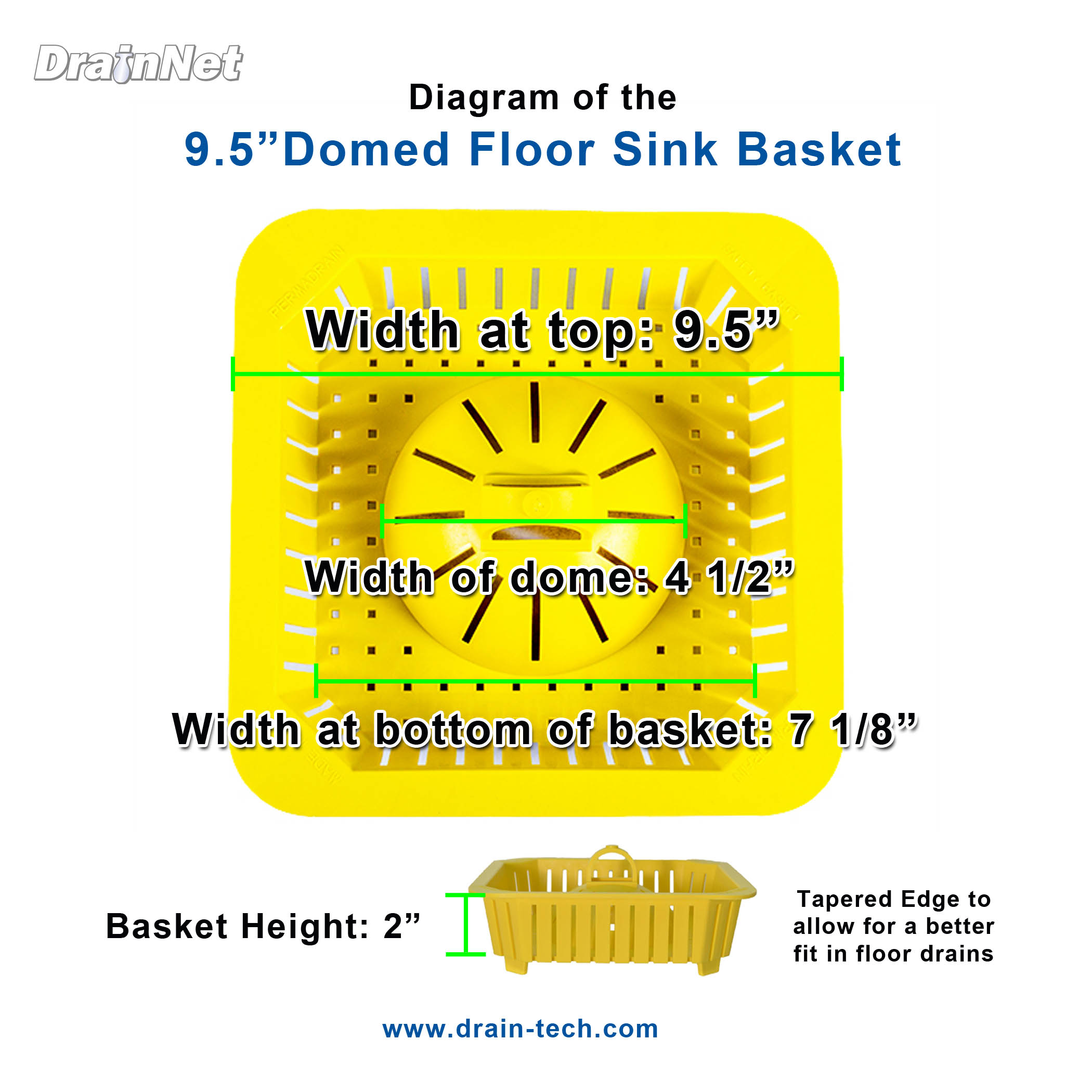 Domed Basket Diagram 9 and half for floor sink