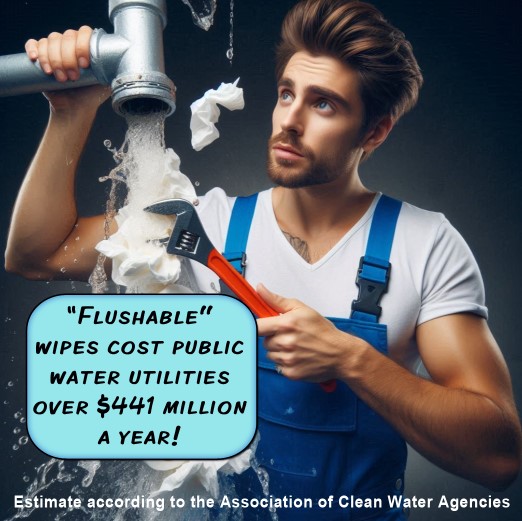 Flushable wipes in pipes cost public utilities $441 million a year