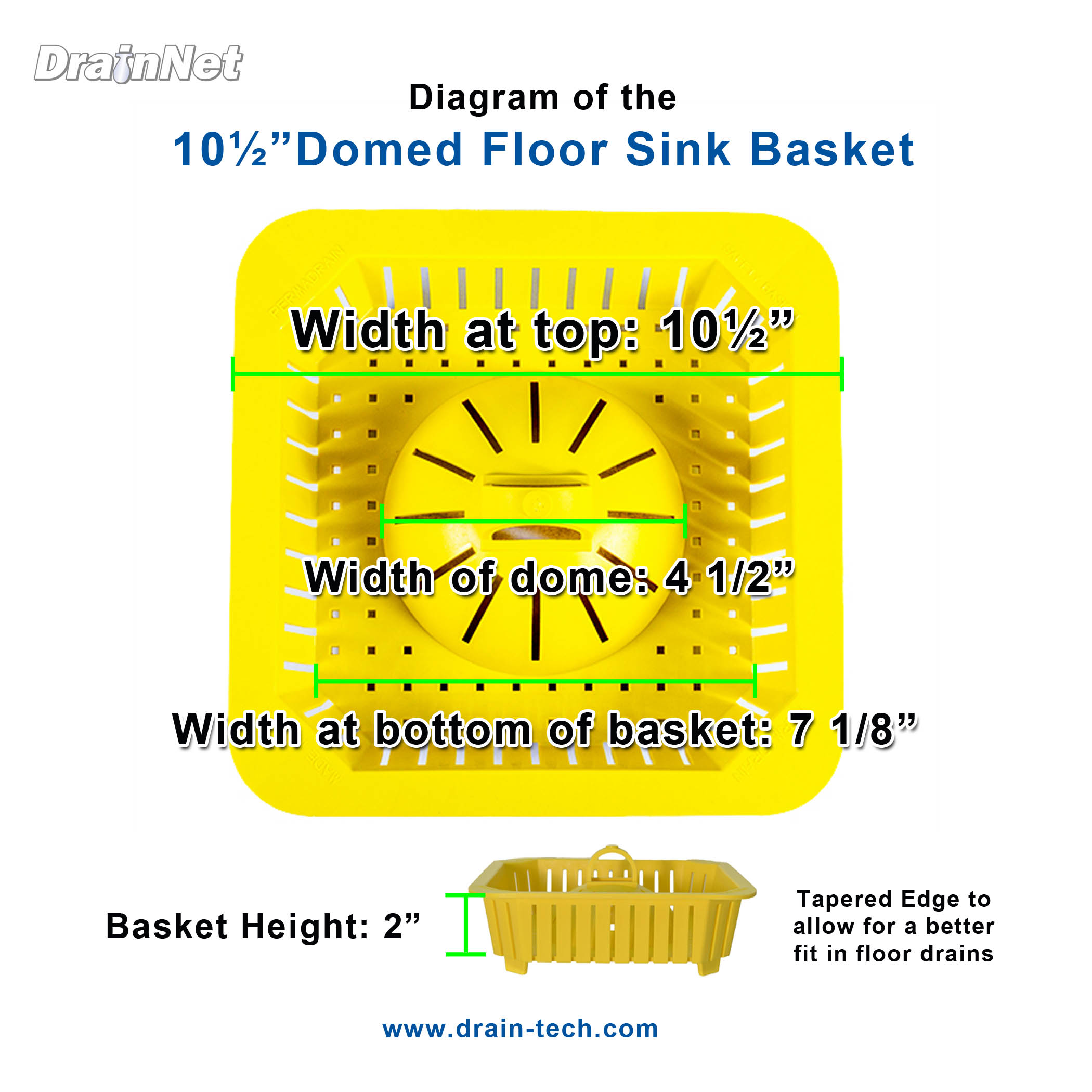 Domed Floor SInk Basket Diagram 10 and half