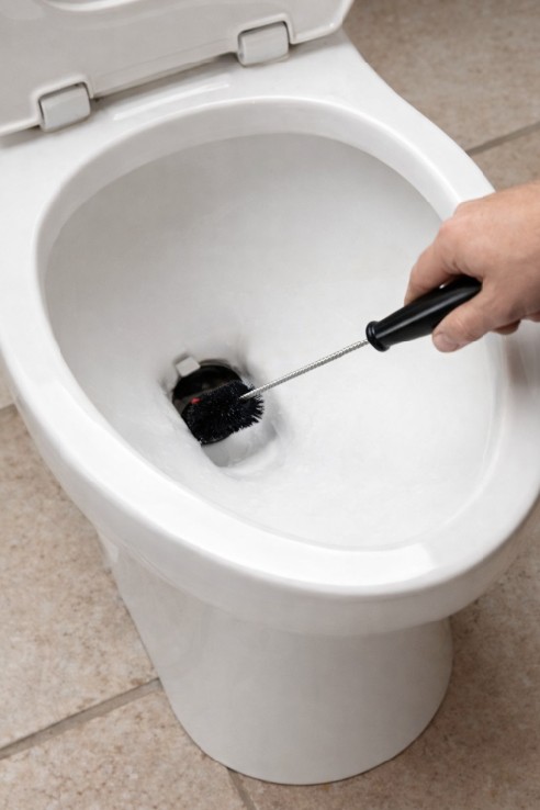 cleaning toilet with traptex