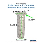 Perforated Stainless Steel 2&quot; Drain Strainer (6&quot; long) 
