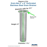 Perforated Stainless Steel 2&quot; Drain Strainer (8&quot; long) 